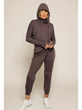 soleil sunwear long sleeve hoodie Pullover Jacket gray purple Plum Medium SPF 50